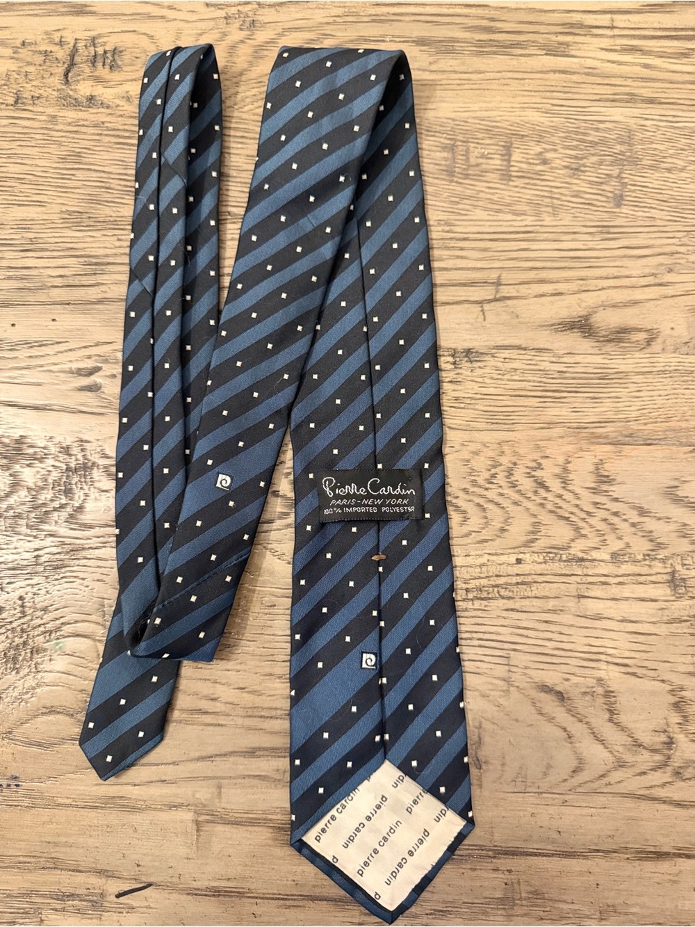 Vintage Pierre Cardin Blue and Black Striped Silk Tie